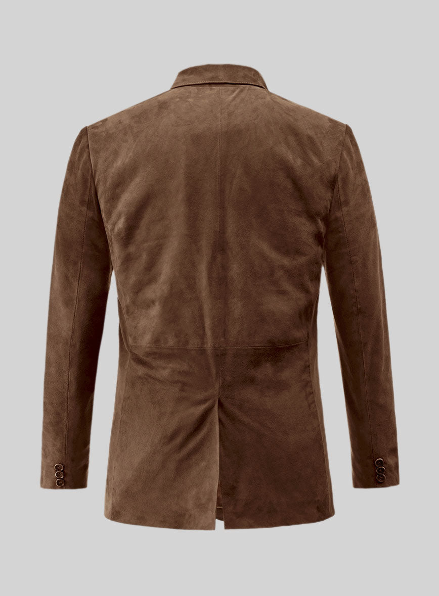 Brown Suede Leather Blazer - StudioSuits