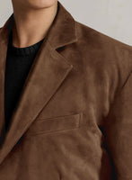 Brown Suede Leather Blazer - StudioSuits