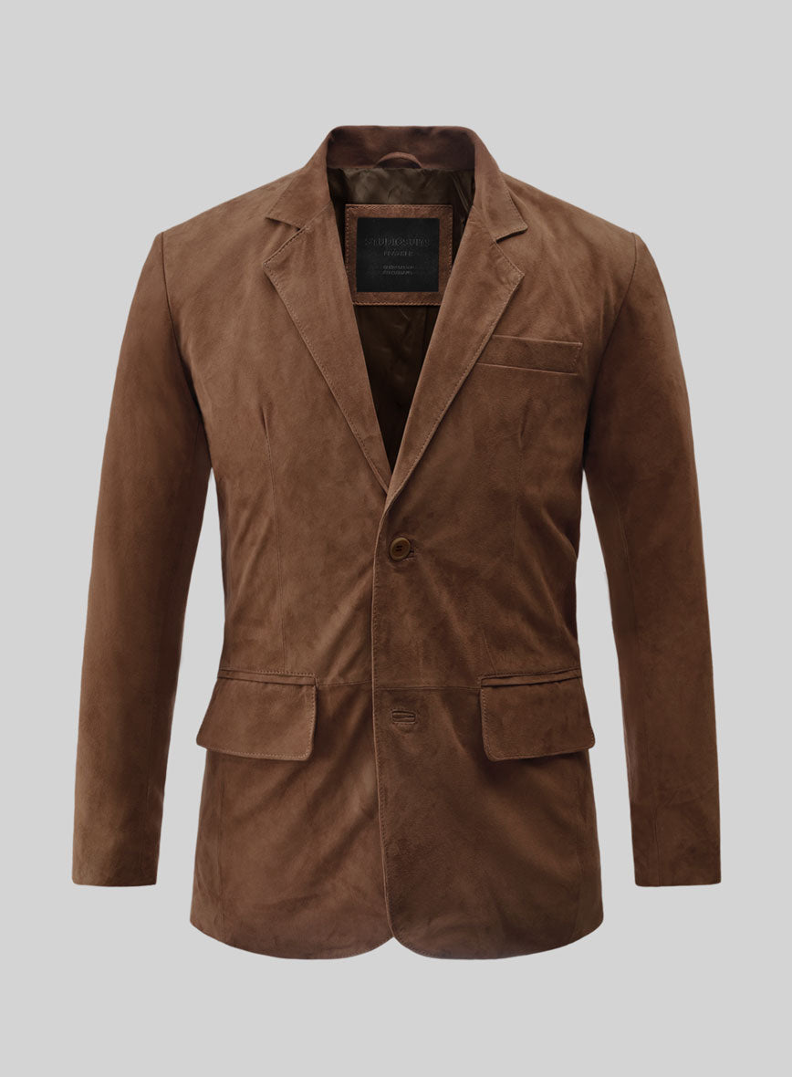 Brown Suede Leather Blazer - StudioSuits