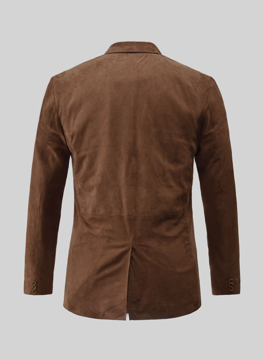 Brown Suede Leather Blazer - StudioSuits