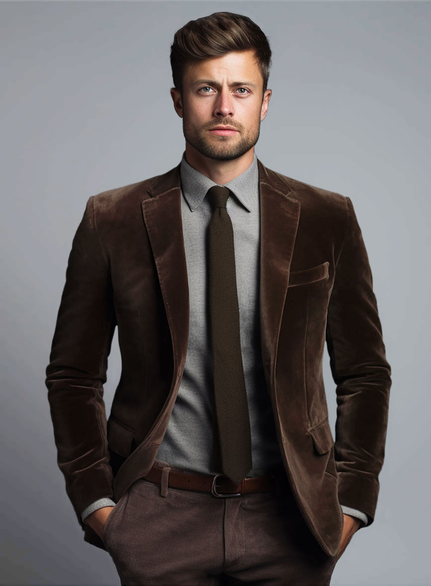 Brown Velvet Jacket - StudioSuits