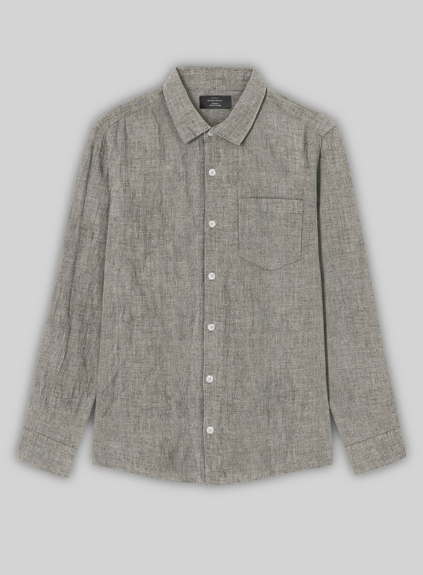 Brown Washed Siena Delave Linen Shirt - StudioSuits
