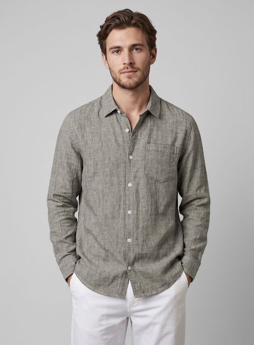 Brown Washed Siena Delave Linen Shirt - StudioSuits