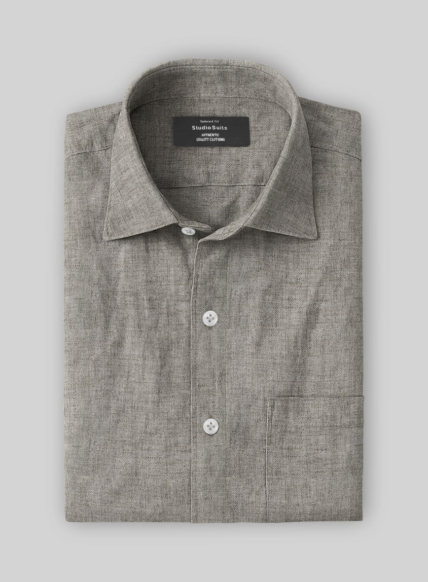 Brown Washed Siena Delave Linen Shirt - StudioSuits