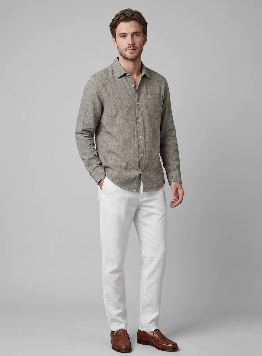 Brown Washed Siena Delave Linen Shirt - StudioSuits