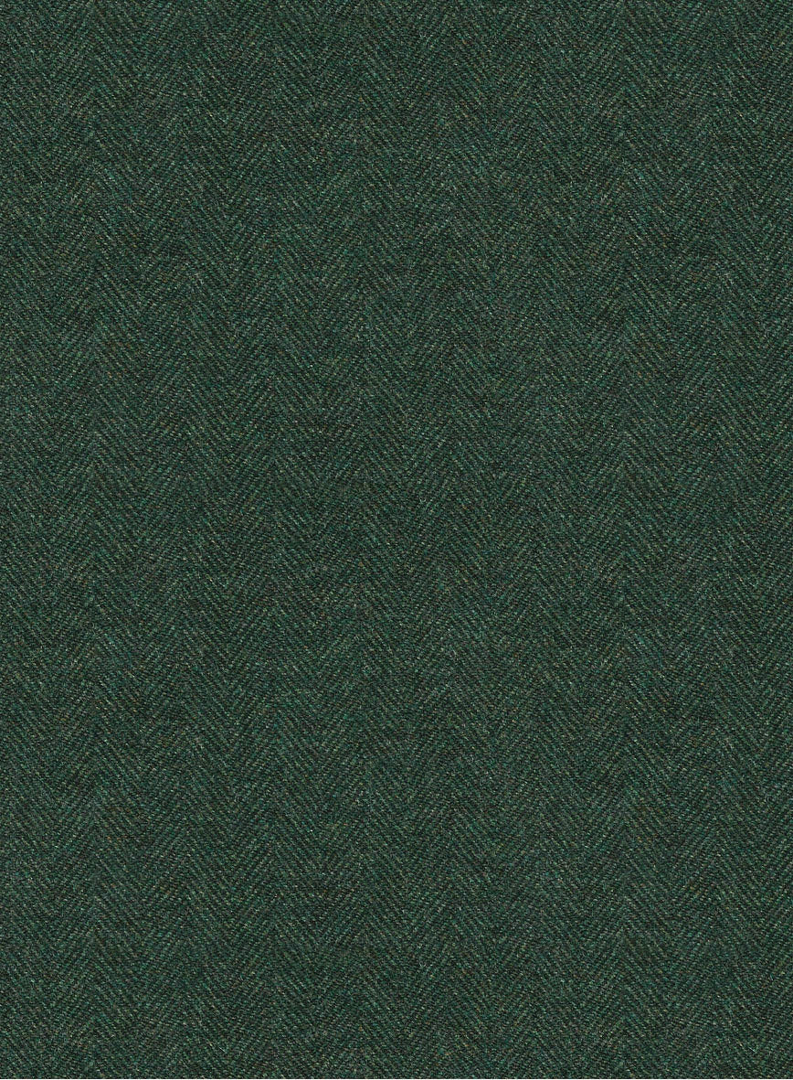 Women's Bottle Green Herringbone Tweed Pants - StudioSuits