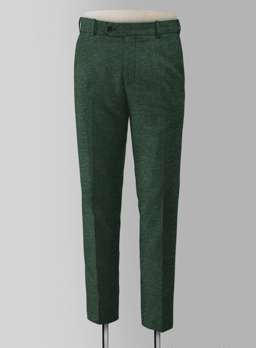 Bottle Green Herringbone Tweed Pants – StudioSuits