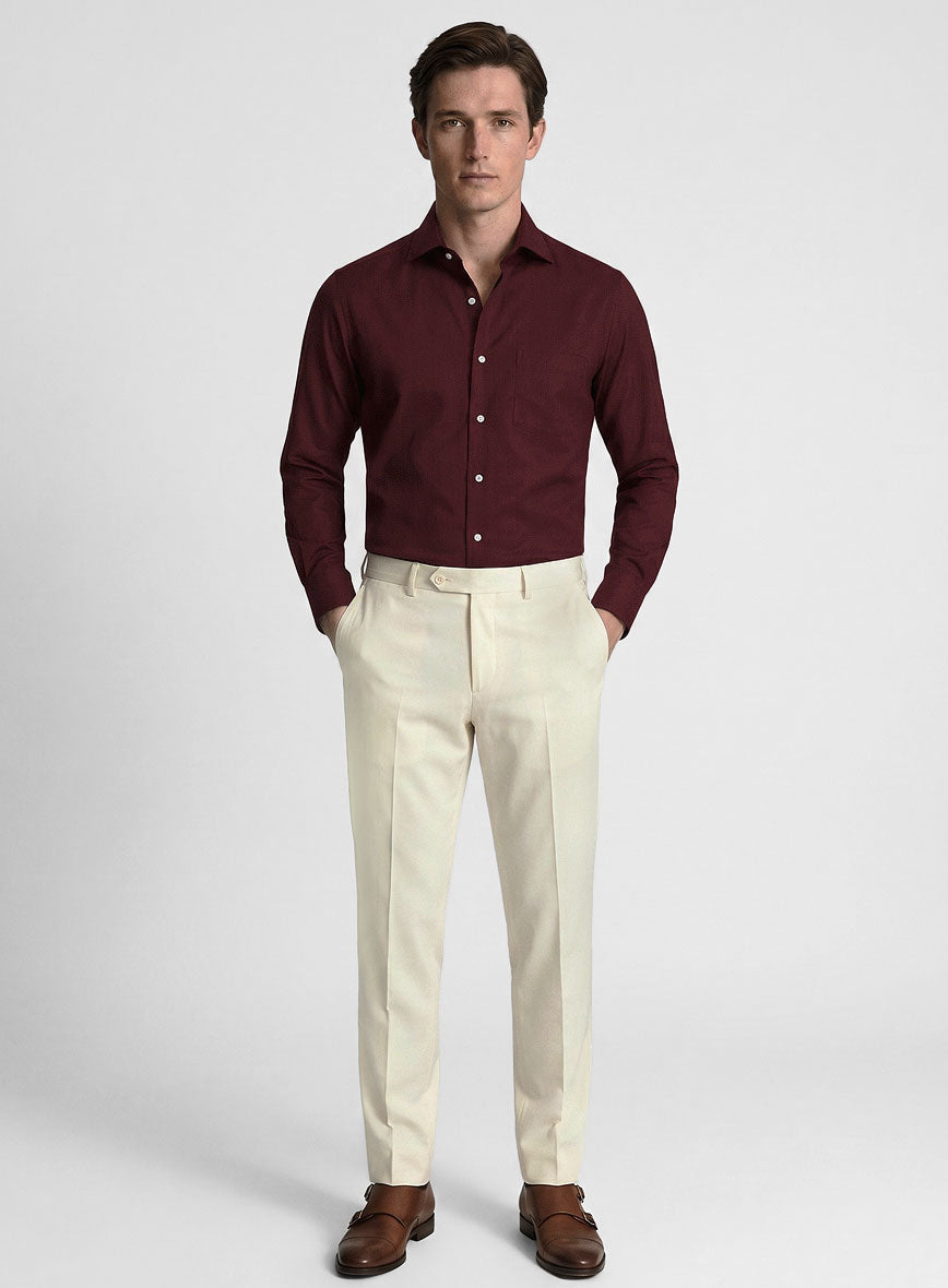 Burgundy Herringbone Cotton Shirt - StudioSuits