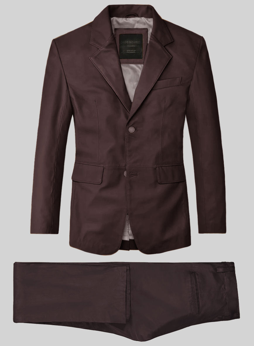 Burgundy Leather Suit - StudioSuits