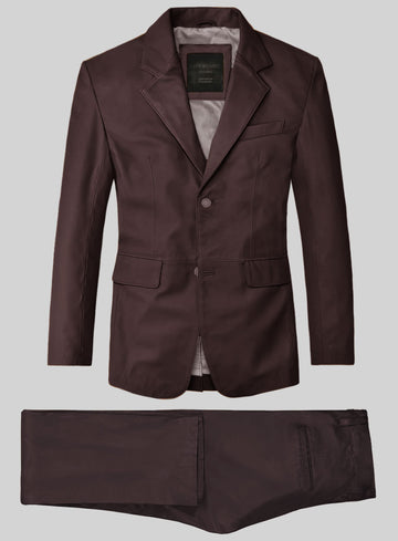 Burgundy Leather Suit - StudioSuits