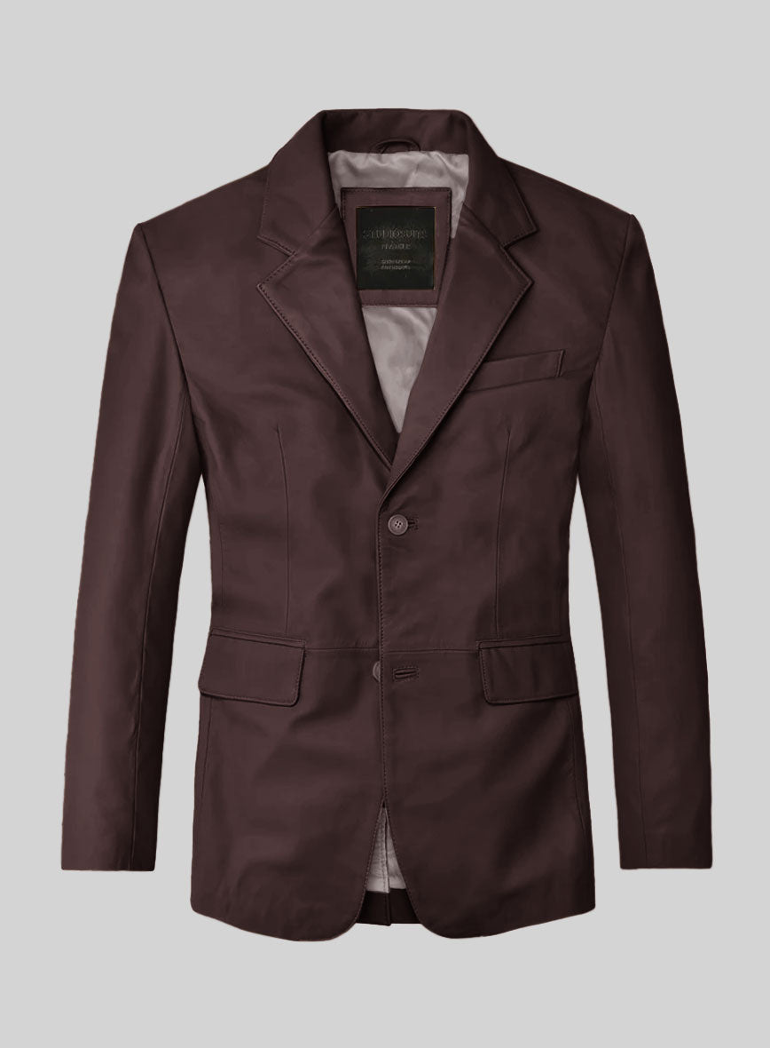 Burgundy Leather Blazer - StudioSuits