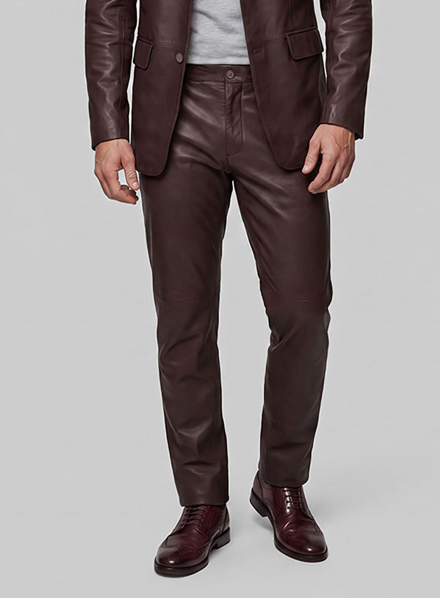 Burgundy Leather Suit - StudioSuits