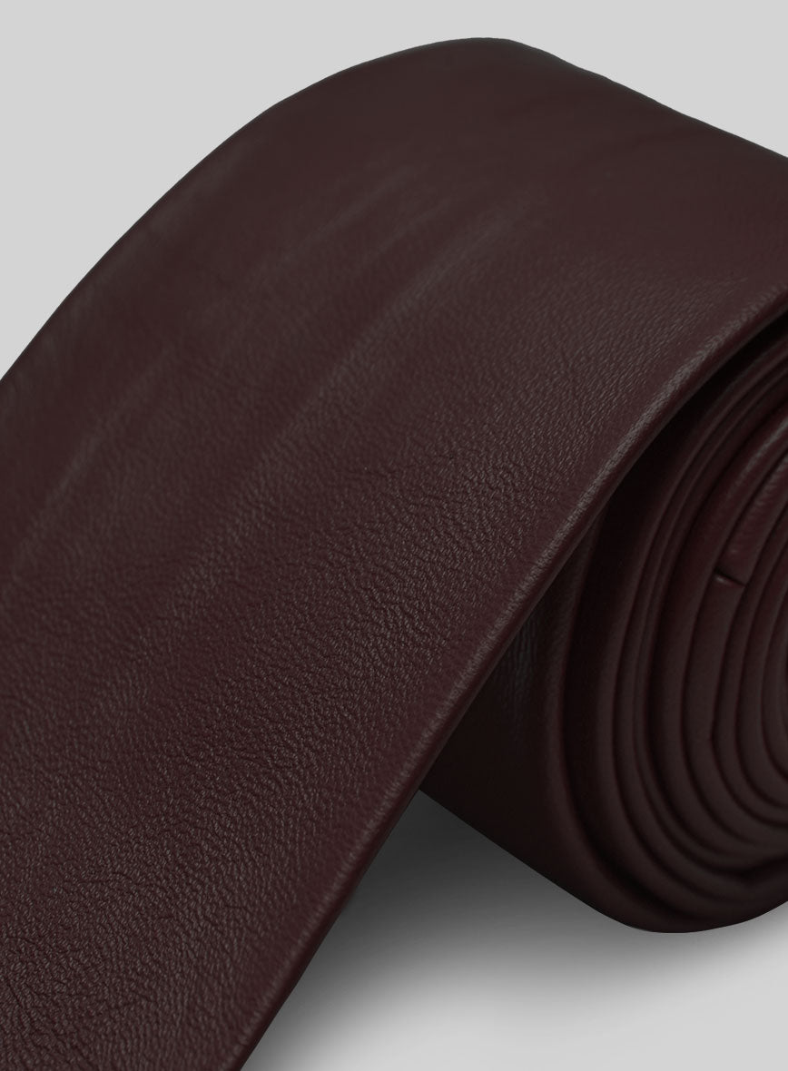 Burgundy Leather Tie - StudioSuits