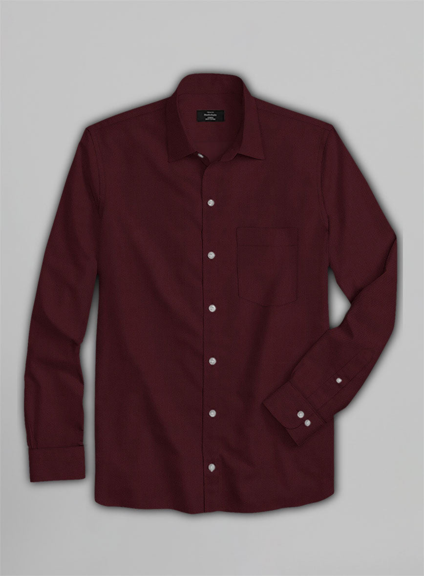 Burgundy Herringbone Cotton Shirt - StudioSuits