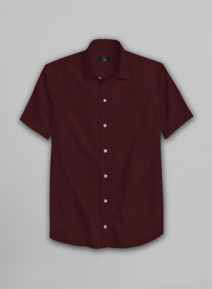Burgundy Herringbone Cotton Shirt - StudioSuits
