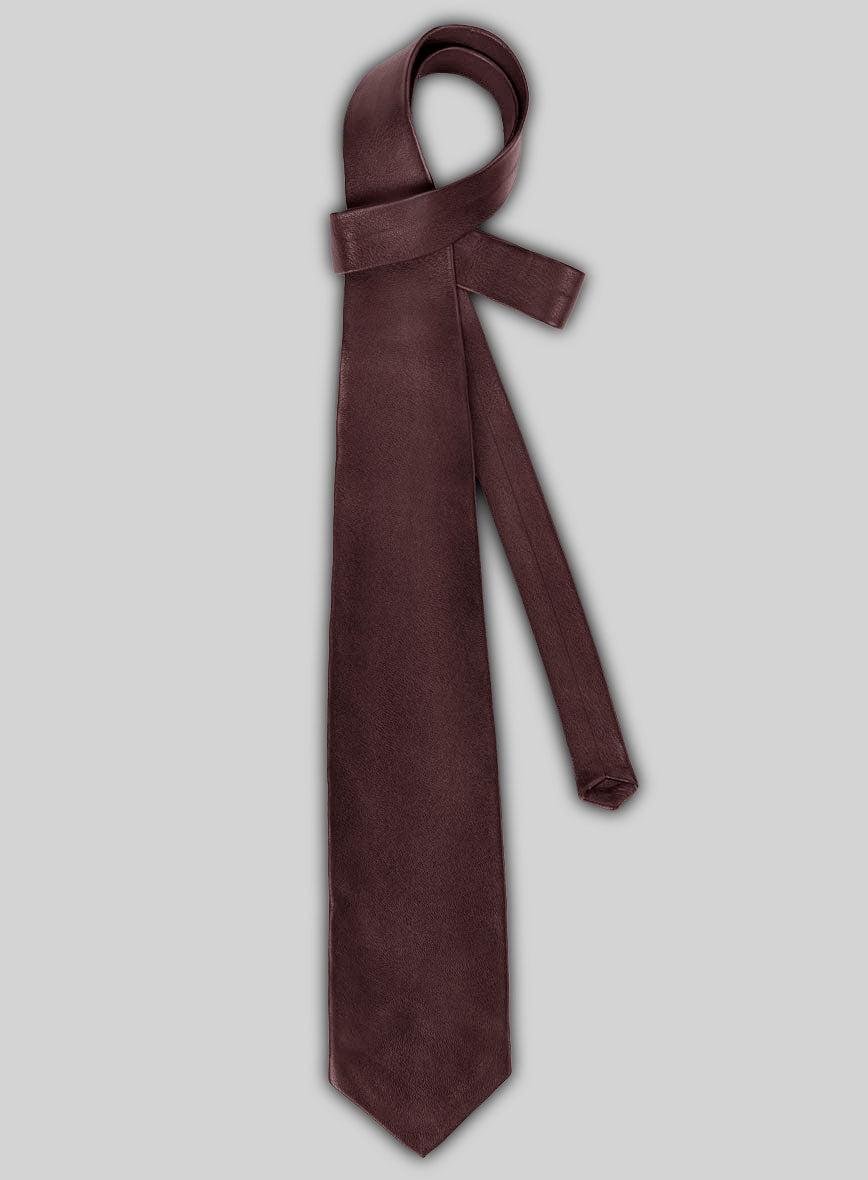Burgundy Leather Tie - StudioSuits