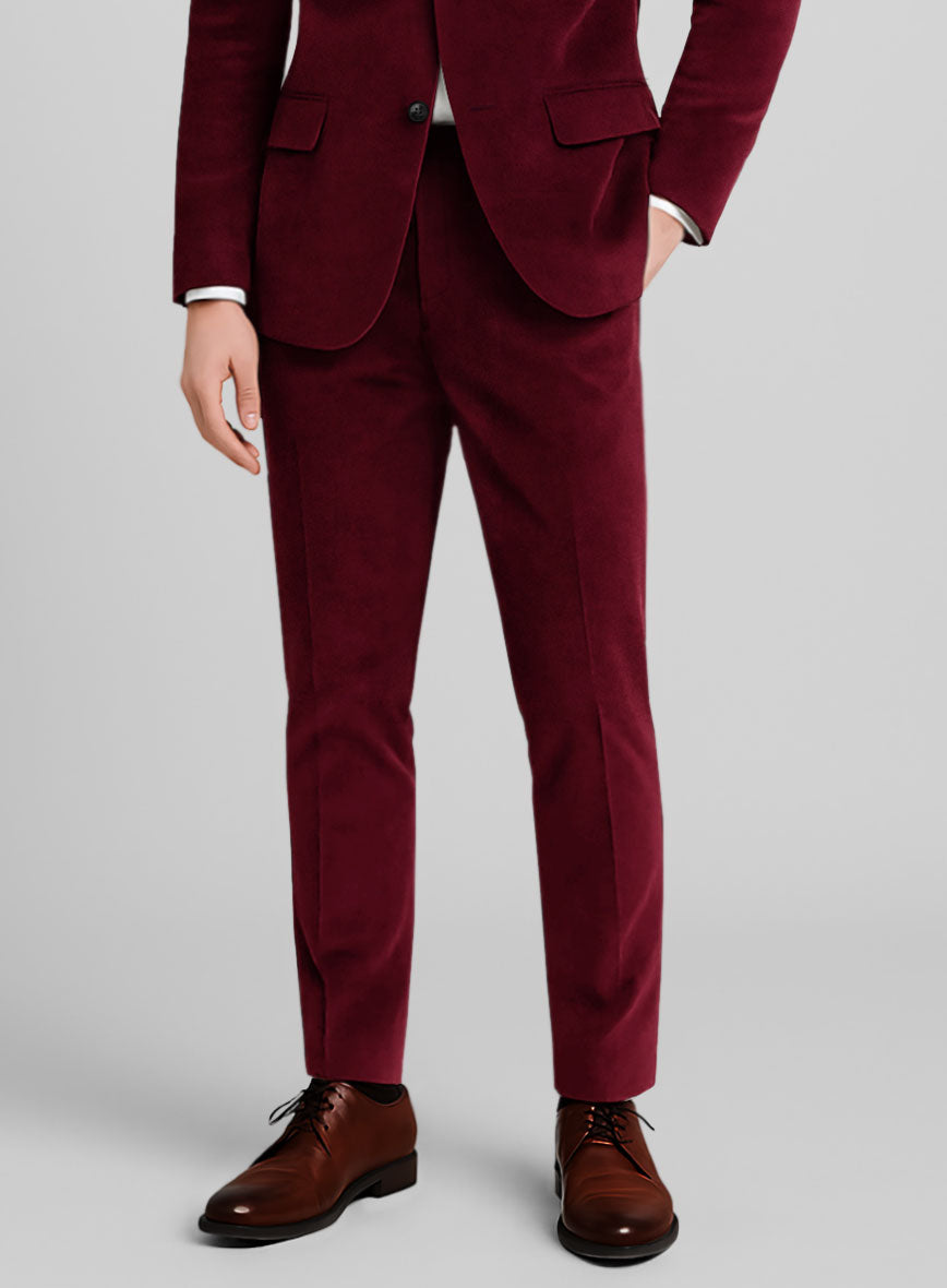 Men's Burgundy Velvet Pants by StudioSuits