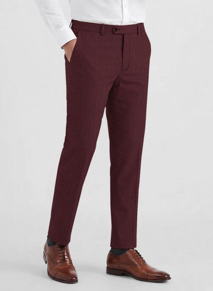 Men's Burgundy Wool Pants by StudioSuits