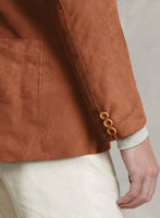 Burnt Orange Suede Leather Blazer - StudioSuits