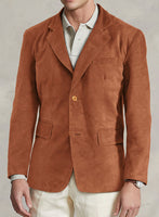 Burnt Orange Suede Leather Blazer - StudioSuits