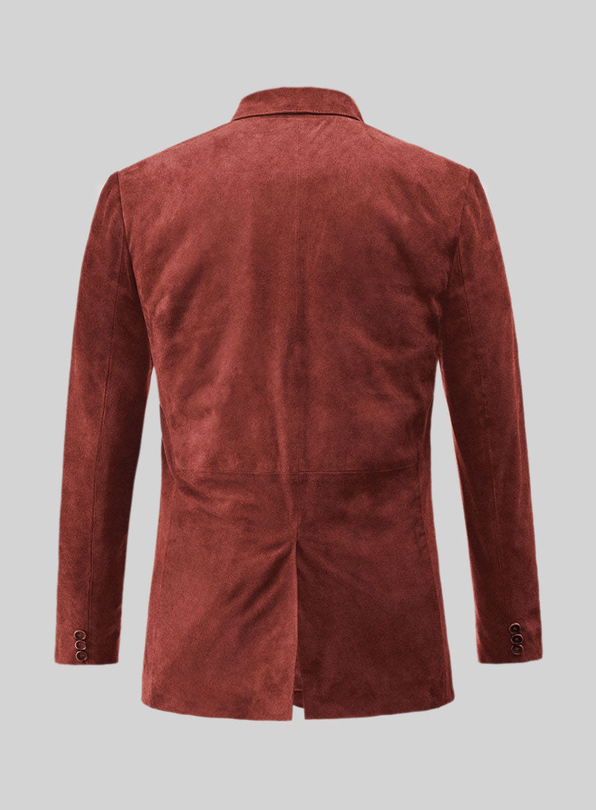 Burnt Red Suede Leather Blazer - StudioSuits