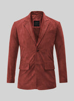 Burnt Red Suede Leather Blazer - StudioSuits