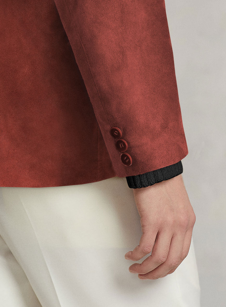 Burnt Red Suede Leather Blazer - StudioSuits