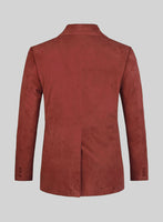 Burnt Red Suede Leather Pea Coat