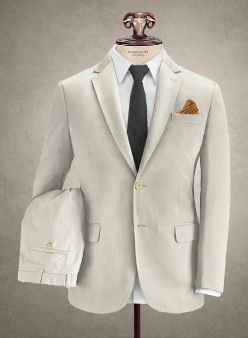 Caccioppoli Cotton Gabardine Champagne Ivory Suit - StudioSuits