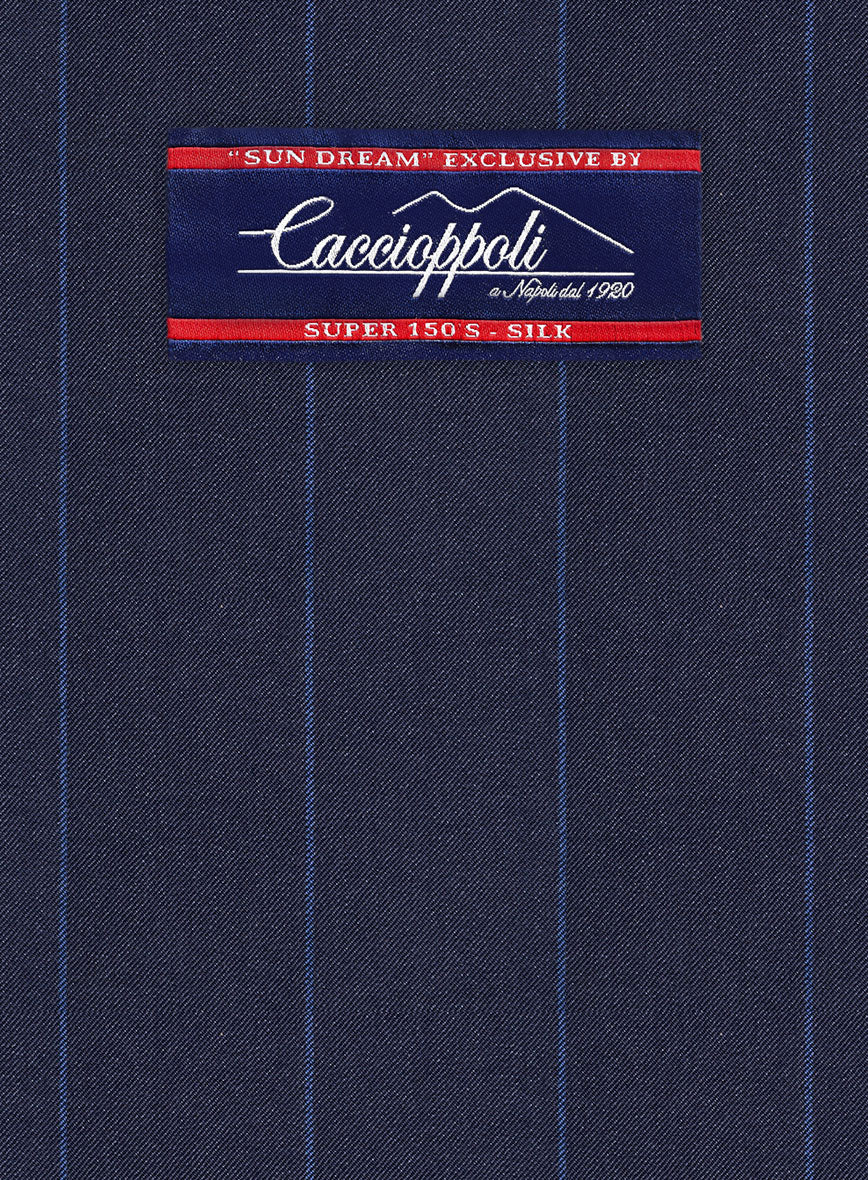 Caccoppoli Sun Dream Colta Blue Wool Silk Jacket - StudioSuits