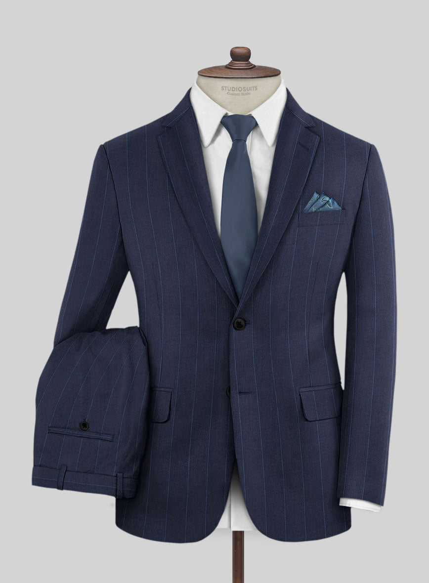 Caccoppoli Sun Dream Colta Blue Wool Silk Suit - StudioSuits
