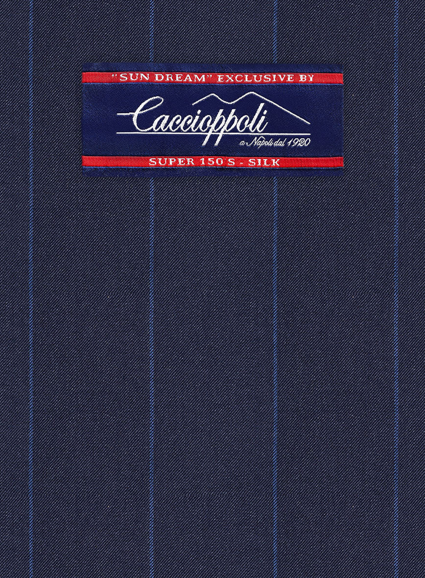 Caccoppoli Sun Dream Colta Blue Wool Silk Suit - StudioSuits