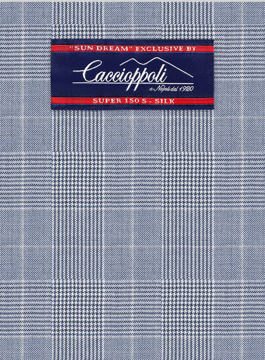 Caccioppoli Sun Dream Dorna Blue Wool Silk Suit - StudioSuits