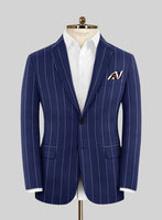 Caccioppoli Sun Dream Omiro Royal Blue Wool Silk Jacket - StudioSuits