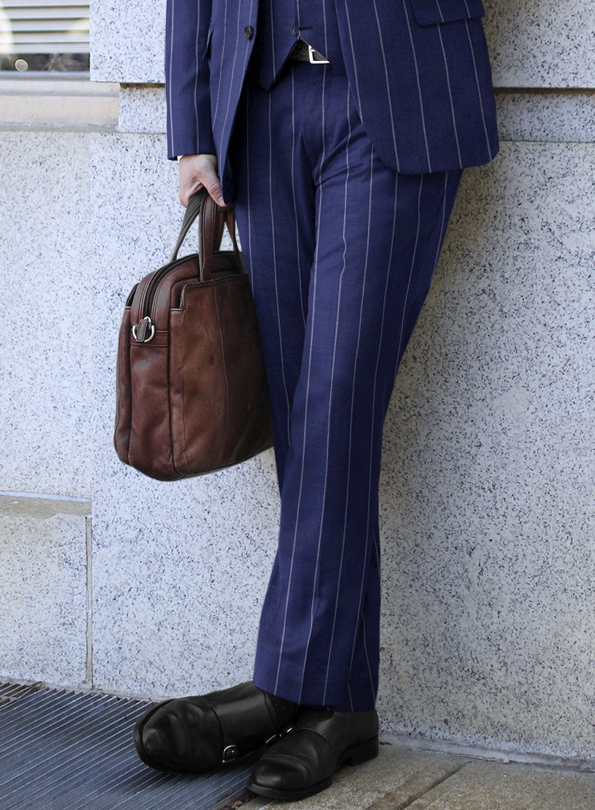 Caccioppoli Sun Dream Omiro Royal Blue Wool Silk Pants - StudioSuits