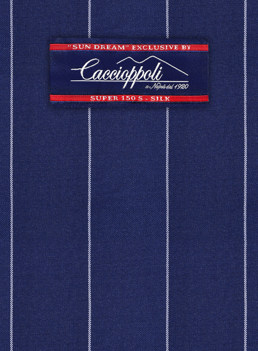 Caccioppoli Sun Dream Omiro Royal Blue Wool Silk Suit - StudioSuits