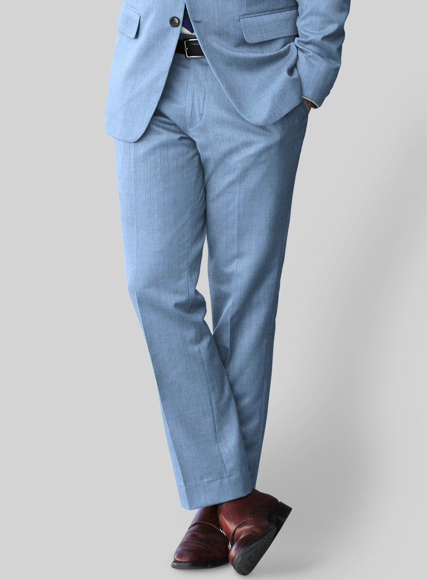 Caccioppoli Sun Dream Fano Sky Blue Wool Pants - StudioSuits