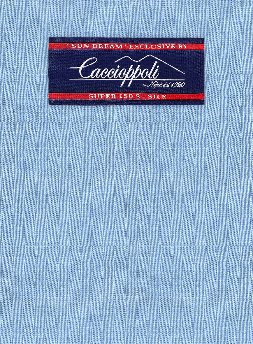 Caccioppoli Sun Dream Fano Sky Blue Wool Pants - StudioSuits