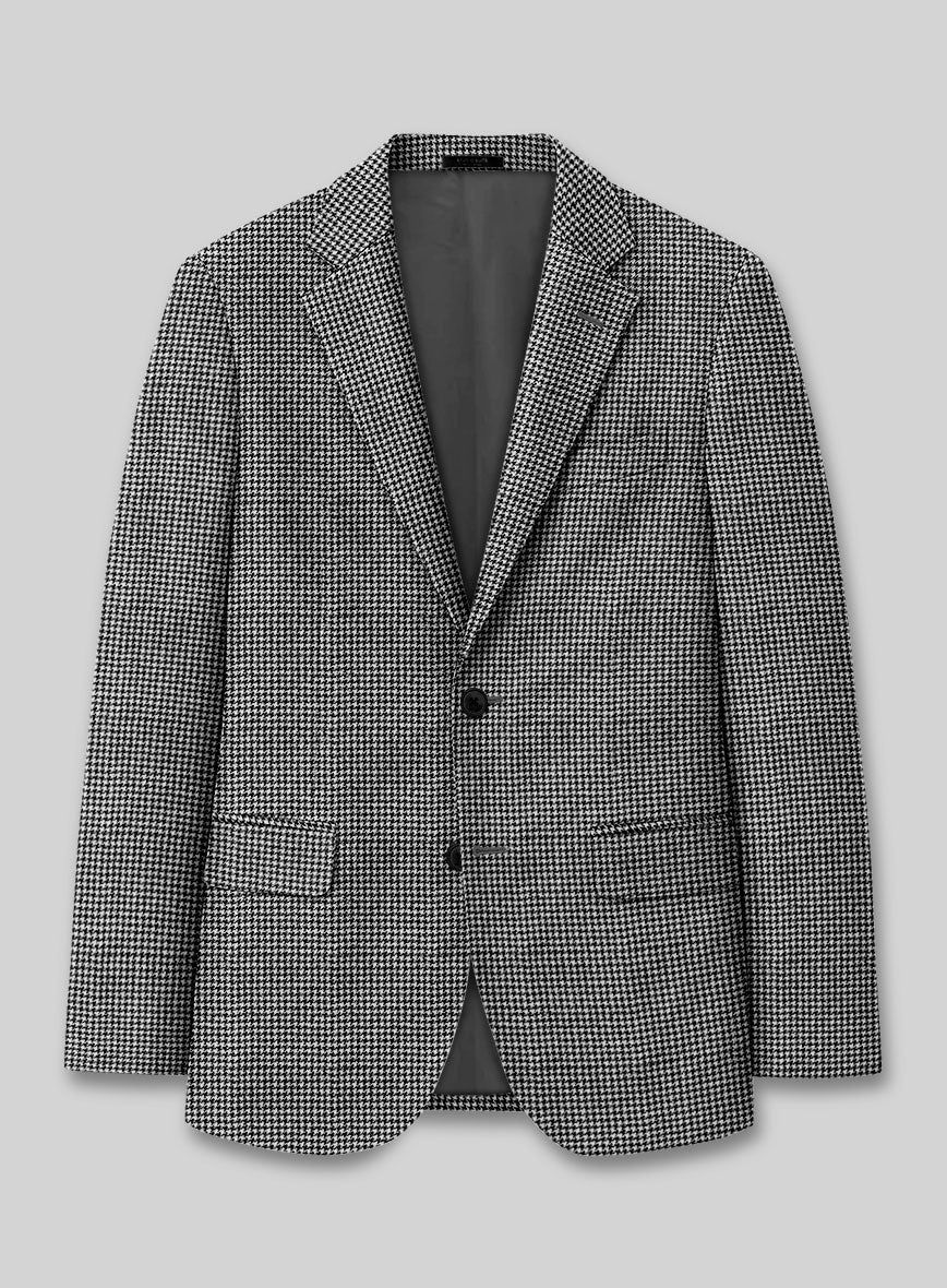 Caccioppoli Saghio Houndstooth Gray Wool Jacket - StudioSuits