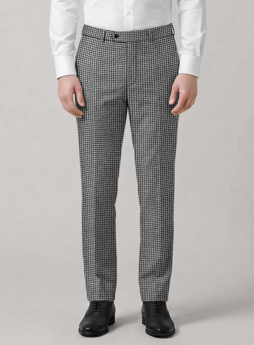 Caccioppoli Saghio Houndstooth Gray Wool Pants - StudioSuits