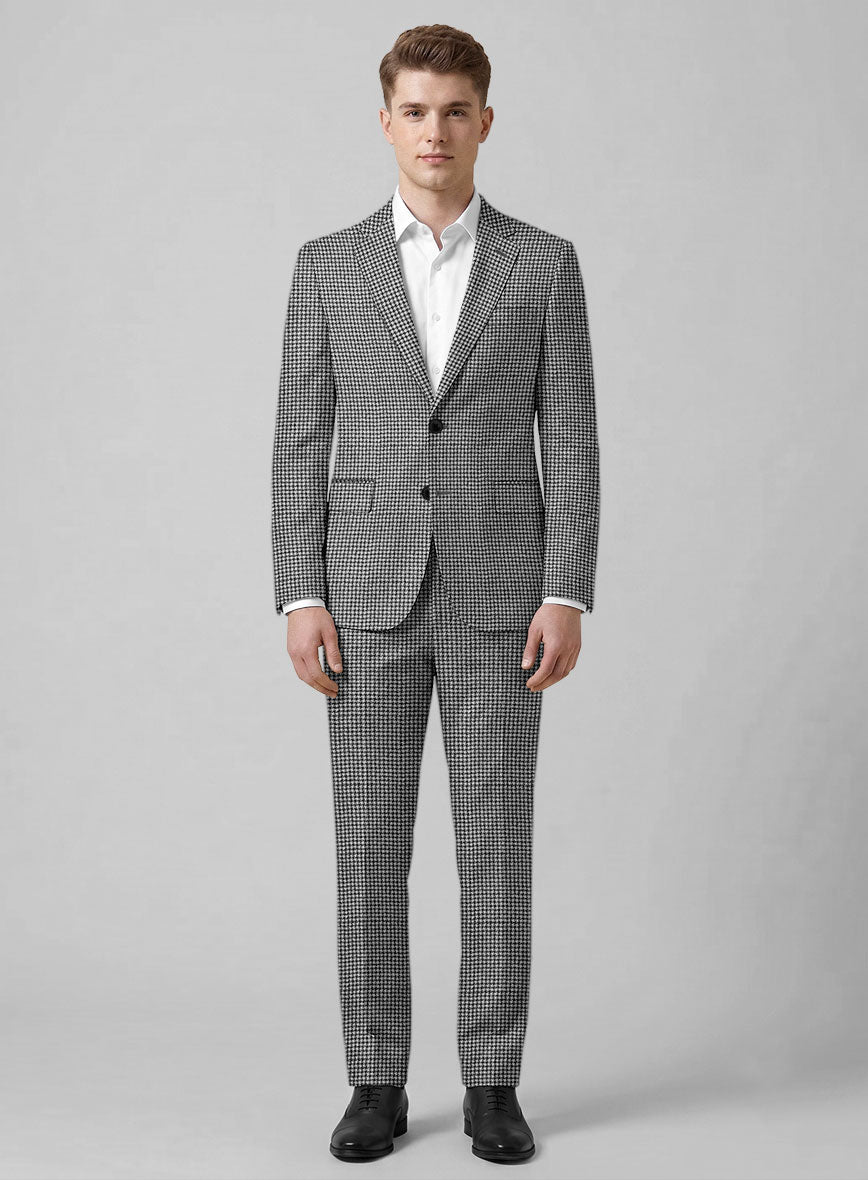 Caccioppoli Saghio Houndstooth Gray Wool Suit - StudioSuits