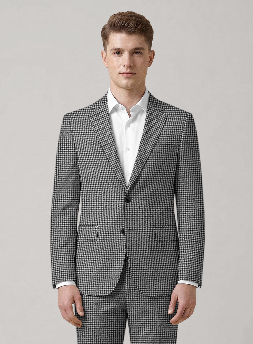 Caccioppoli Saghio Houndstooth Gray Wool Suit - StudioSuits