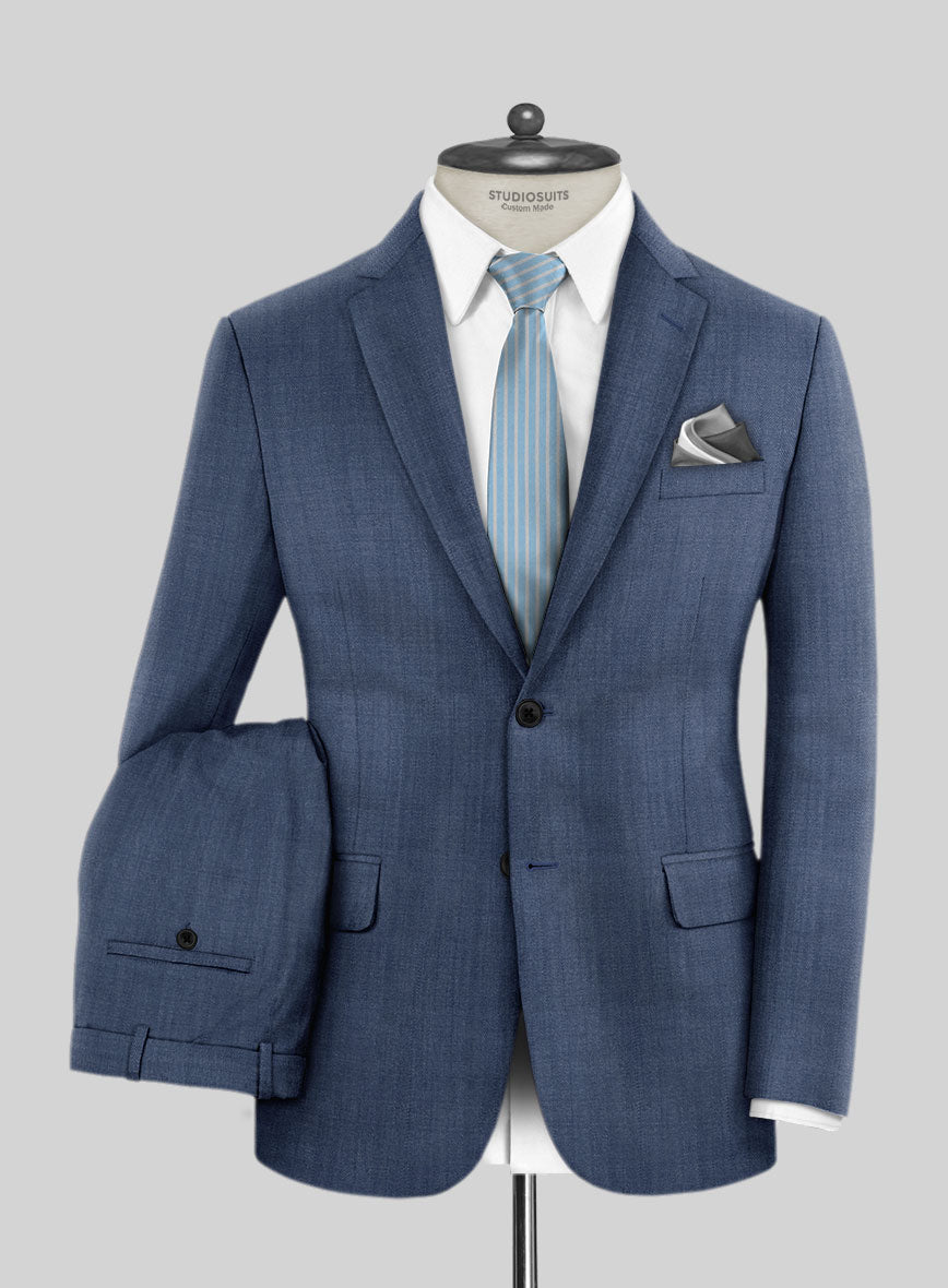 Caccioppoli Sun Dream Angres Dusk Blue Wool Suit - StudioSuits