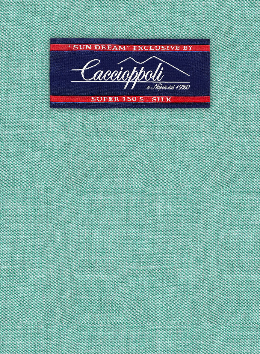 Caccioppoli Sun Dream Aqua Blue Wool Silk Jacket - StudioSuits