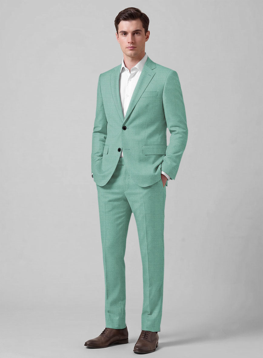 Caccioppoli Sun Dream Aqua Blue Wool Silk Suit - StudioSuits