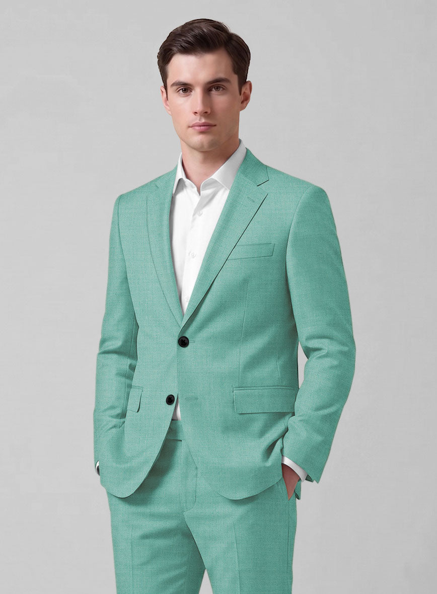 Caccioppoli Sun Dream Aqua Blue Wool Silk Suit - StudioSuits