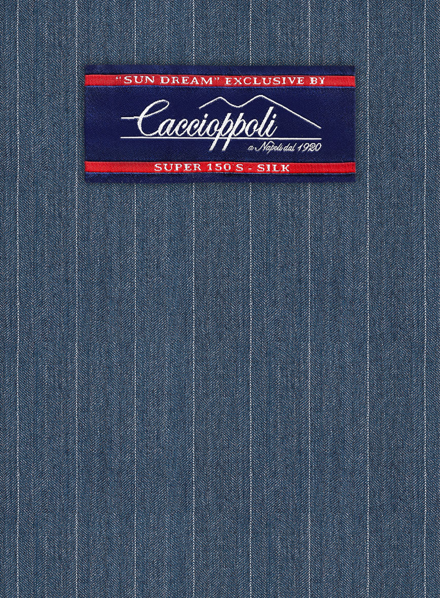 Caccioppoli Sun Dream Bansco Blue Wool Silk Jacket - StudioSuits