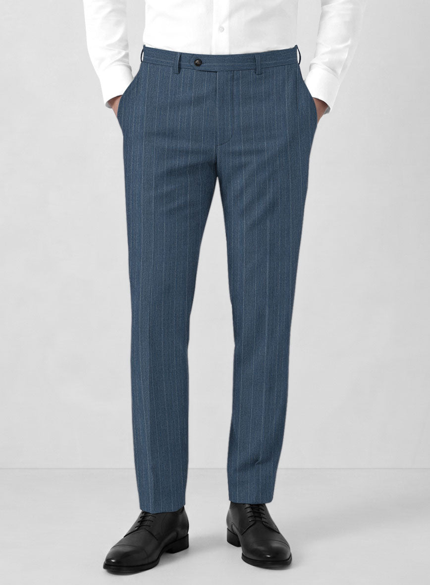 Caccioppoli Sun Dream Bansco Blue Wool Silk Pants - StudioSuits