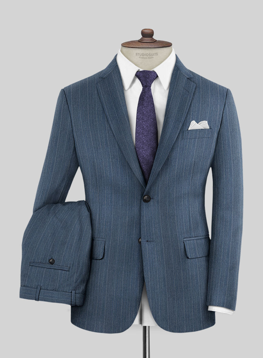 Caccioppoli Sun Dream Bansco Blue Wool Silk Suit - StudioSuits