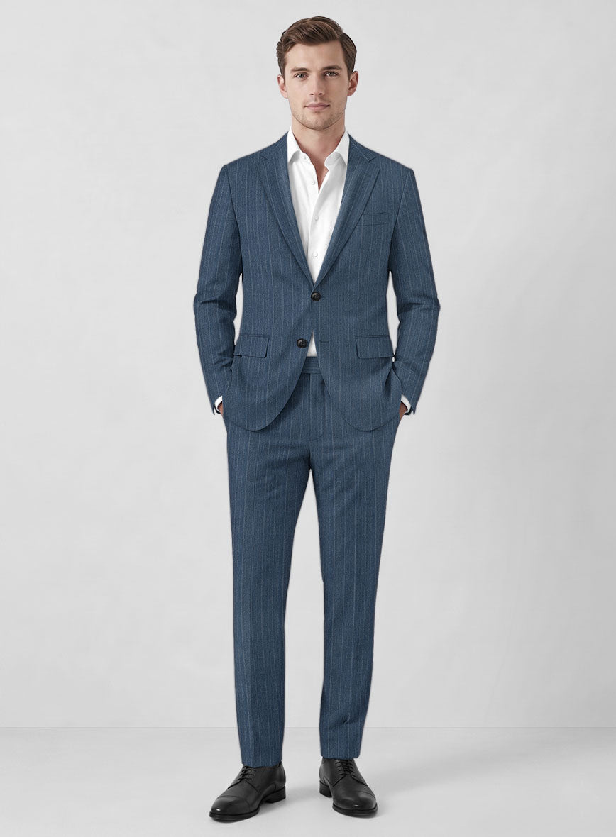 Caccioppoli Sun Dream Bansco Blue Wool Silk Suit - StudioSuits